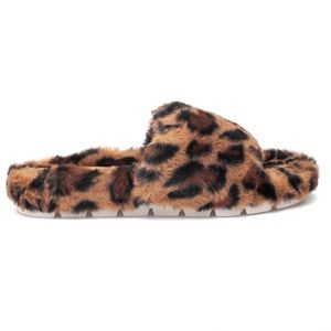 J/SLIDES URBAN SPORT LOVLIE FAUX FUR SLIDES LEOPARD SIZE 7 NWOT